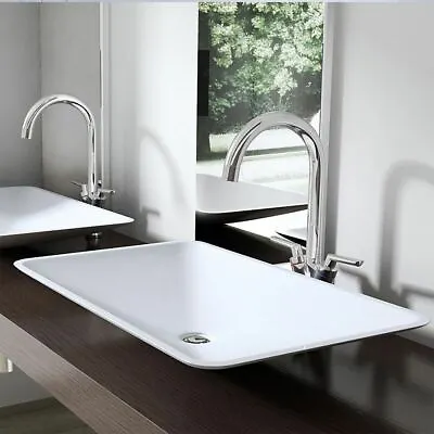 £76.95 • Buy Durovin Bathroom Basin Sink Stone Resin Countertop Thin White & Waste Trap 600mm