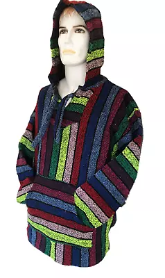 £19.99 • Buy Hoodie Mexican Baja Jerga Drug Rug Jumper Festival Surf Hippie Rainbow Colours