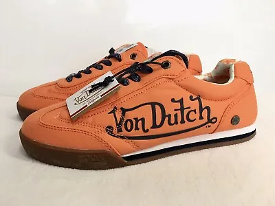 New Von Dutch Vanderdutch Orange Lace Up CLASSIC SNEAKERS Shoes Size 6 Rare • $99.99