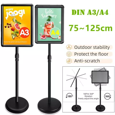 A3 A4 Stand Sign Holder Post Menu Retail Display Free Standing Adjustable Height • £23.57