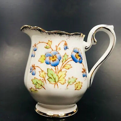 Royal Albert Vintage Creamer Blue Pansies Hand Painted Bone China 1930s • $22.45