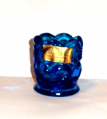 LE Smith Moon And Stars Blue Glass Toothpick Holder Heritage W/ Label EUC • $21.95