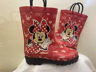 Disney Minnie Mouse Rain Boots  Girl  Size 12 Waterproof Rubber Color Red • $27