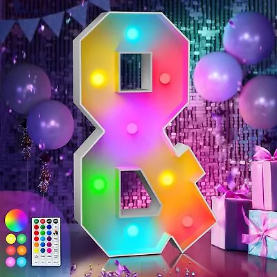 3ft 4ft Colorful Large LED Marquee Letter Light Remote Light Up Letters Numbers • $42.25