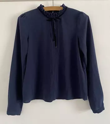 ZARA WOMAN Blouse Size XS (uk 8 Approx) Pretty Blue Slight Sheer Top Long Sleeve • £8