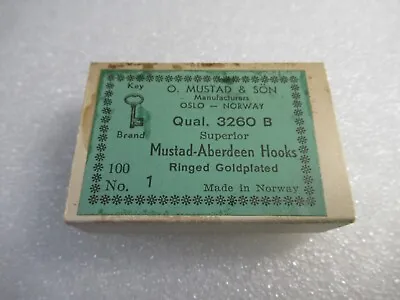 Mustad 3260b Gold Aberdeen Fishing Hooks 100 Pcs Sz 1 Long Shank Fly Tying Bait • $10.29