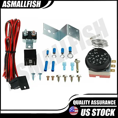 Adjustable 12V Electric Radiator Fan Thermostat 3-Pin Control Relay Wire Kit New • $26.51