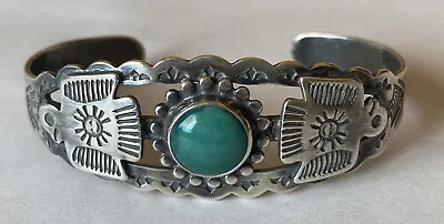 Vintage 1950’s/1960’s Sterling Silver Turquoise Fred Harvey Style Cuff Bracelet • $189