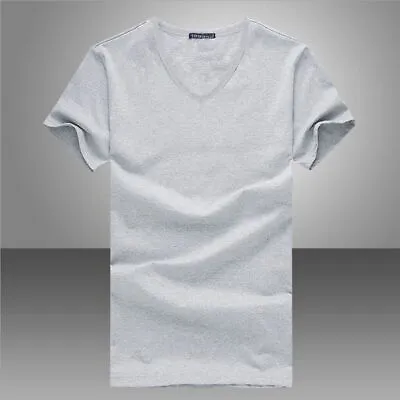 Men's V Neck Round Neck Cotton T-shirt • $65