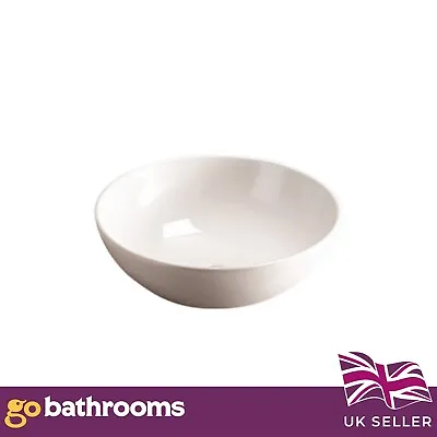 White Counter Top Basin Vanity Unit Round Ceramic Bathroom Hand Wash Sink 400mm • £71.07