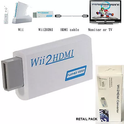 £3.98 • Buy Wii To Hdmi WII2HDMI FULL HD 1080P CONVERTER ADAPTER ADAPTOR 3.5mm AUDIO SUPPORT