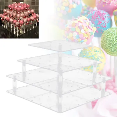 52 Hole Lollipop Acrylic Cake Pop Stand Transparent Dessert Display Shelf Board • £12.35