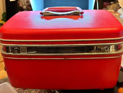 Samsonite Silhouette Train Makeup Luggage Case RED With Tray No Key • $54