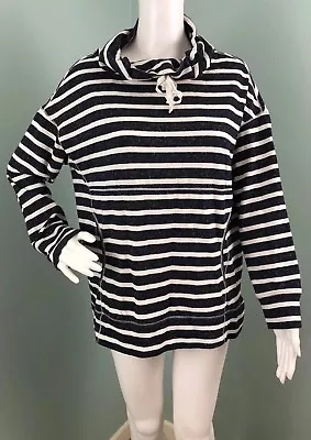NWT Women's Max Edition Weekend Blue Striped Cowl Neck Sweatshirt Sz M Medium • $22.94
