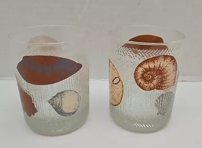 Set Of 2 Vintage Culver Lowball Glass Bar Cocktail Glasses Beach Ocean Seashell  • $29.99