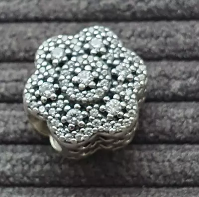 Pandora - S925 ALE Silver - Sparkling Clear Pave Flower Charm - 2.70g • £14.50