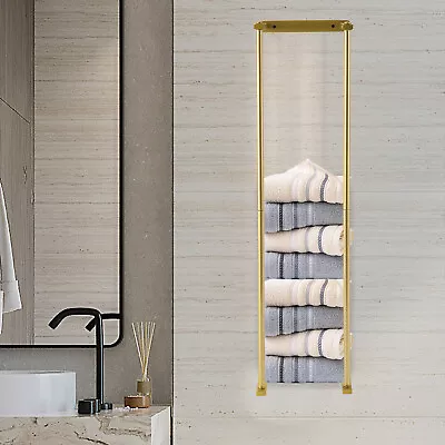 Wall Towel Rack Bathroom Wall Mounted For Rolled Towels Metal Towel Gold • $15.98