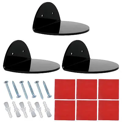 Floating Wall Shelves 3Pcs Adhesive Shelf With Accessories Acrylic Small Shelf • £13.70