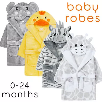 Baby Boys Girls Elephant Monkey Duck Dressing Gown Robe Plush Animal 6-24 Months • £12.99