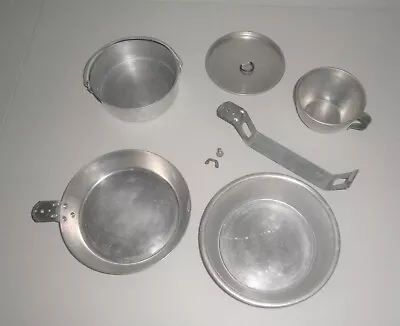 $7.99 • Buy Vintage 7pc. Nesting Aluminum Camping Mess Kit Aluminum Cup