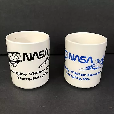 Vintage NASA Langley Visitor Center Hampton VA Coffee Mugs Cups Space Set Of 2  • $38.53
