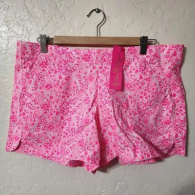 Lilly Pulitzer LARGE Pink Shandy INVEST A GATOR  OCEAN VIEW SHORTS PullOn 5  • $44.99