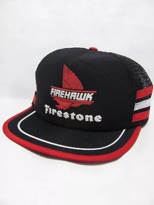 Vintage FIRESTONE FIREHAWK TIRES 3 Stripe 80s USA Mesh Snapback Trucker Hat NWOT • $274.99