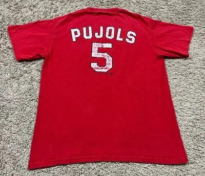 Albert Pujols #5 St. Louis Cardinals Logo MLB Men Size Medium Jersey Tee T-Shirt • $13.99