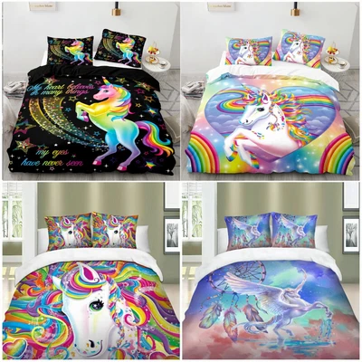 $32.99 • Buy Unicorn Doona Duvet Quilt Cover Set Single Double Queen King Size Bed Pillowcase