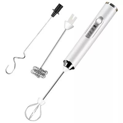 Rechargeable Electric Milk Coffee Frother Whisk Egg Beater Handheld Frappe Mixer • £8.69