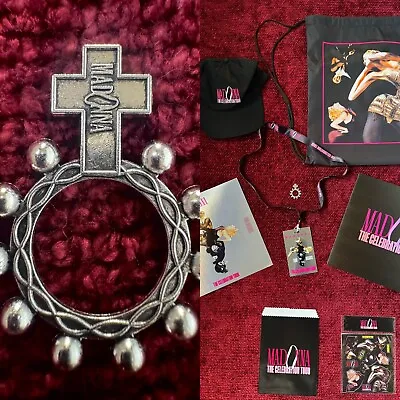 Madonna Mint Celebration Vip Tour Crown Ring Hat Backpack Bag Stickers Lot Promo • $125