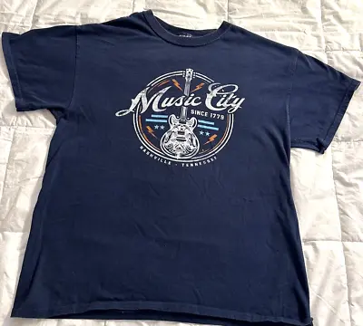 Music City Nashville Tennessee Men's T Shirt Medium Navy Blue • $7.50