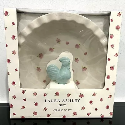 Laura Ashley Ceramic Pie Set Duck Egg Blue Fluted Edge & Cockerel Pie Funnel New • £28.99