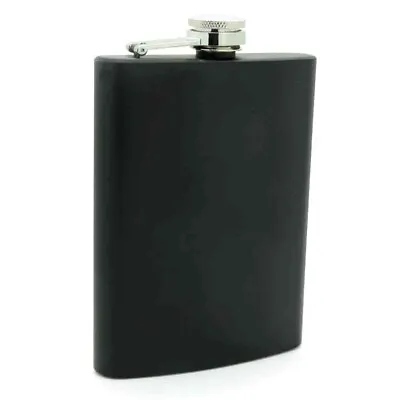 ⭐BLACK HIP FLASK Stainless Steel Pocket Drink Whisky Flasks Alcohol Gift 8oz • £5.99