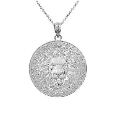 Lion Head Medallion Pendant Necklace In .925 Sterling Silver • $55.99