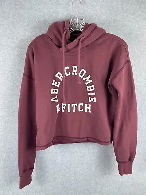 Abercrombie & Fitch Hoodie Womens XS Red Cropped Pullover Long Sleeve Preppy 90s • £16.36