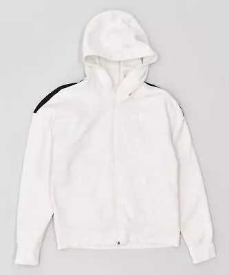 ABERCROMBIE & FITCH Womens Loose Zip Hoodie Sweater UK 14 Medium White HR08 • £8.68