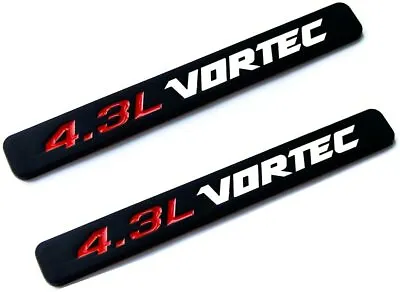 2x 4.3L Vortec Hood Emblems Engine Badge 3D Silverado Z71 Car Sierra Black White • $14.44