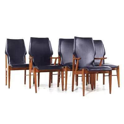 Lane First Edition Mid Century Walnut Dining Chairs - Set Of 8 • $5447