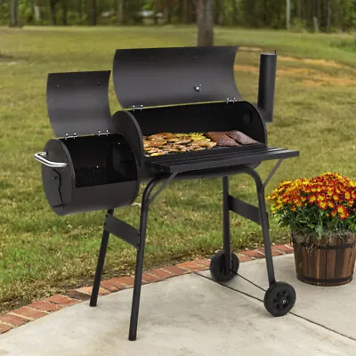 Smoker BBQ Charcoal Grill Portable Outdoor Barbecue Meat Food Cooking With Shelf • £95.95