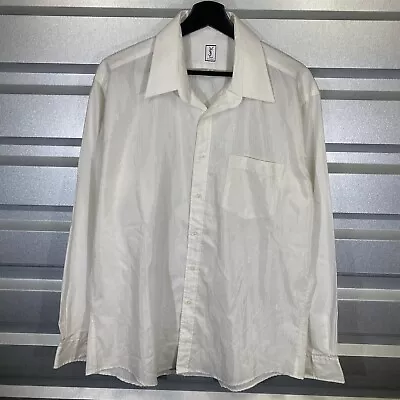 Vintage YSL Yves Saint Laurent Menswear Dress Shirt Size 17 34/35 White Logo • $34.99