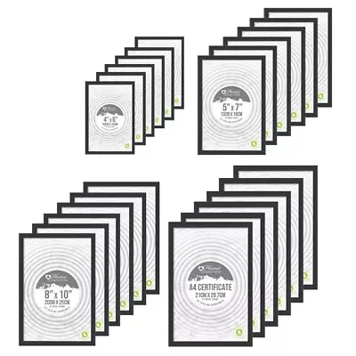 Set Of 6 - Black Photo Picture Poster Frames Decor 4 X6 / 5 X 7 / 8  X10 / A4 • £10.59