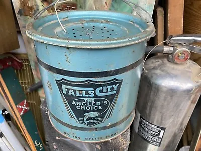 Vintage Falls City Angler's Choice No. 10 Metal Bait Pail Minnow Bucket- Usa • $37