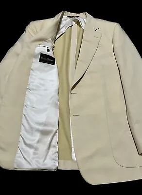 PAUL STUART - 44 L - Solid Creamy Yellow Wool/Cotton Blazer Sport Coat • $100