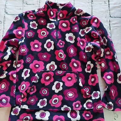 Hanna Andersson Girls Size 150/ 12 Pink Floral Fleece 1/4 Zip Plush Pullover  • $14.99