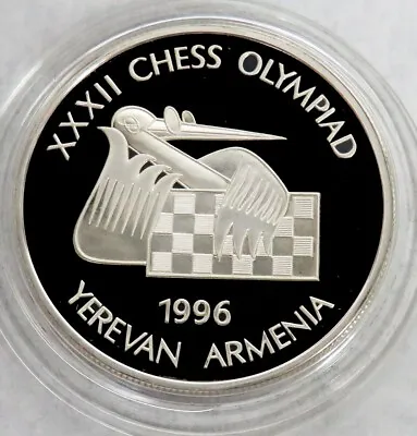 1996 Silver Armenia 100 Drams 32nd Chess Olympiad Proof Coin Box / Coa • $139