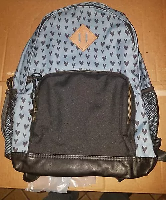 Mossimo Nylon BACKPACK Blue With Black Hearts [New With Tags] • $13.27