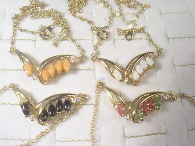 4 Pendant Necklaces  Vintage Gemstone Semi-precious Crystals Wholesale Lot 004.4 • $18.95