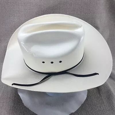 Justin Western Hat Mens 7 ½  Ivory Hard Straw 20X Cowboy Rodeo Milano Hat Co • $49.99