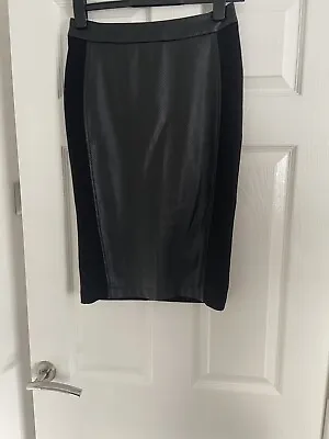 M&S Collection Leather Look Panelled Pencil Skirt Size 8 • £4.99